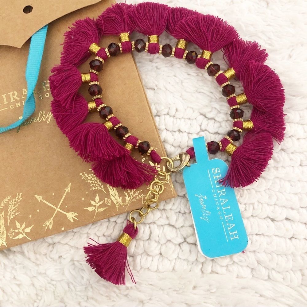SHIRALEAH JEWELRY CLIO TASSEL BRACELET IN MAGENTA BOHO CHIC FASHION JEWELRY